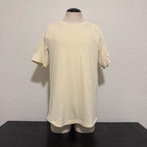 Lululemon Athletica Classic Cream Striped / Ribbed Stretch Active Wear Tee